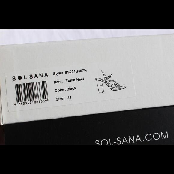 NEW SOL SANA TONIA 4" ROUND BLOCK BI-COLOR HEEL BLACK LEATHER STRAPS CHOICE SIZE - Picture 7 of 7